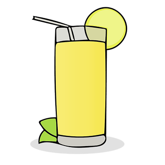 A Yellow Drink With A Straw And A Slice Of Lemon