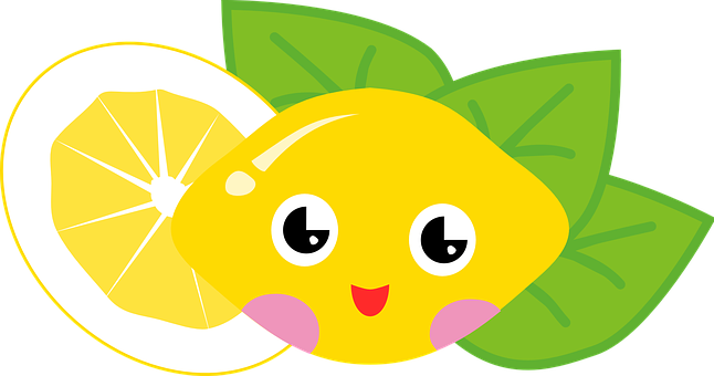 A Cartoon Lemon With Green Leaves