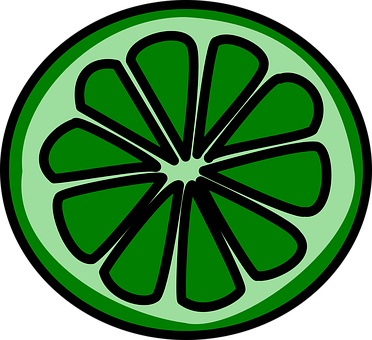 A Lime Slice With Black Background With Green Wheel In The Background