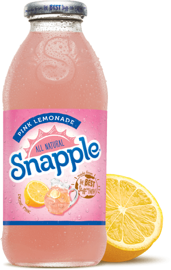 A Bottle Of Pink Beverage With A Lemon Slice