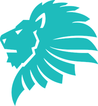 A Blue Lion Head With Black Background