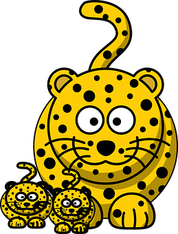 A Cartoon Of A Leopard With Black Spots