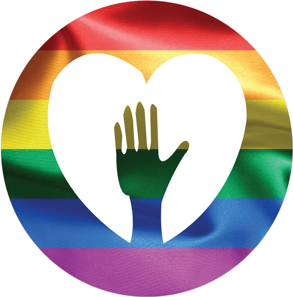 A Rainbow Flag With A Hand And A Heart