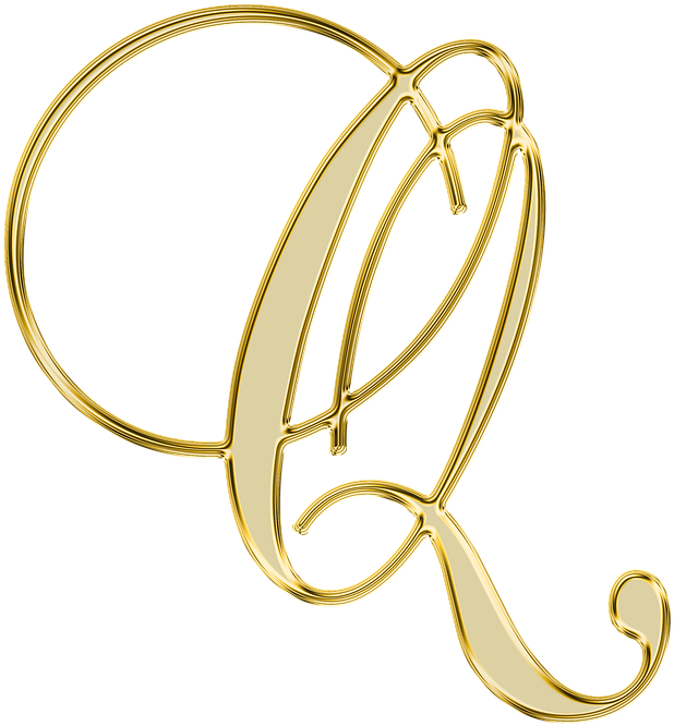 A Gold Letter Q On A Black Background