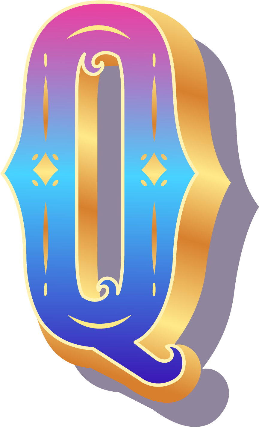 A Blue And Gold Letter U