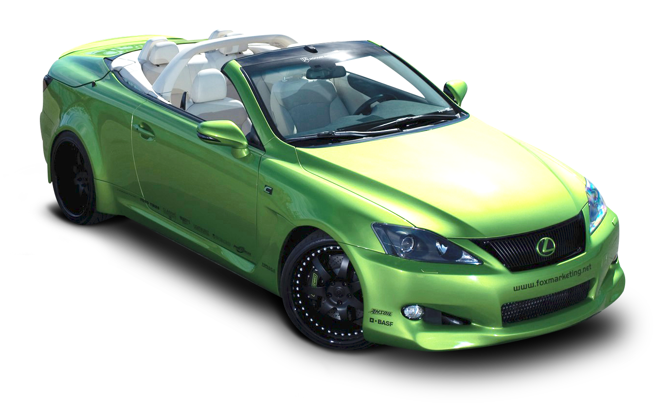 A Green Convertible Car With A Black Background
