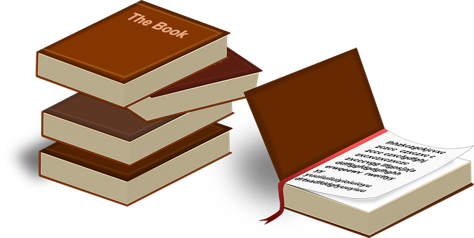 A Stack Of Books With A Bookmark