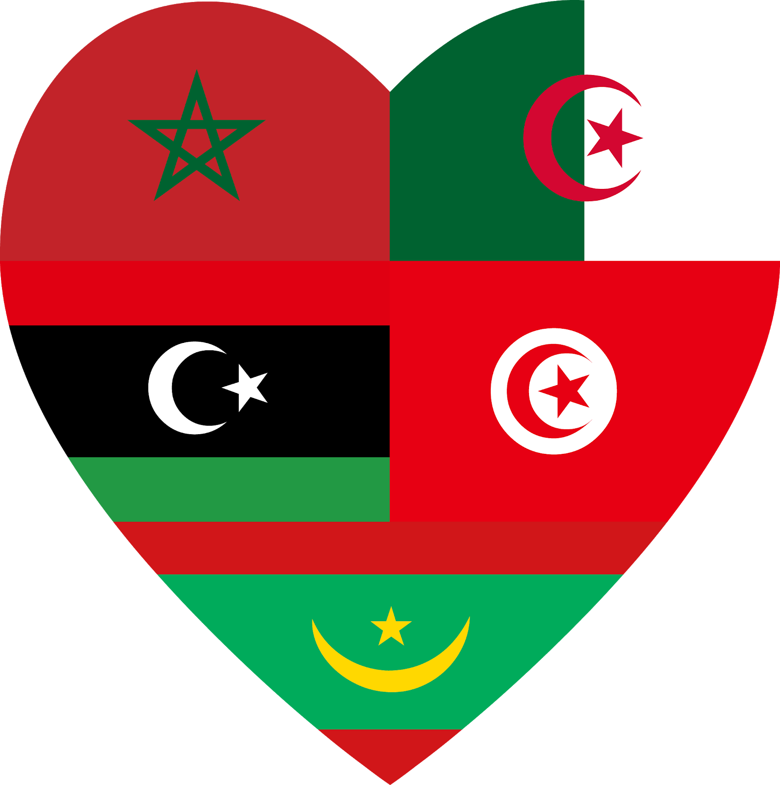 A Heart Shaped Flag With Different Colors