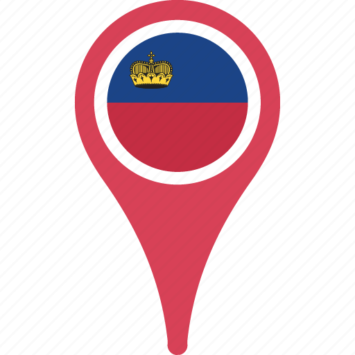 A Red And Blue Pin With A Flag