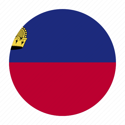 A Red And Blue Circle With A Crown