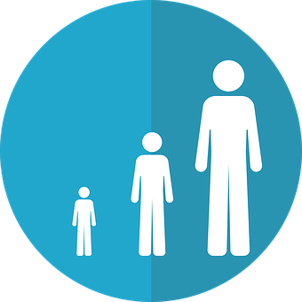 A Blue Circle With White People And A Black Background