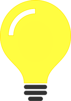 A Yellow Light Bulb With Black Background