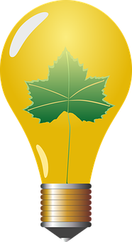 A Light Bulb With A Leaf On It