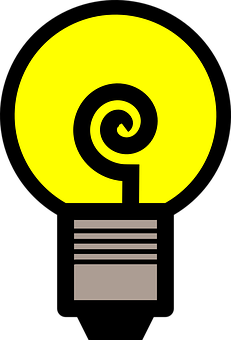 A Yellow Light Bulb With A Spiral Design