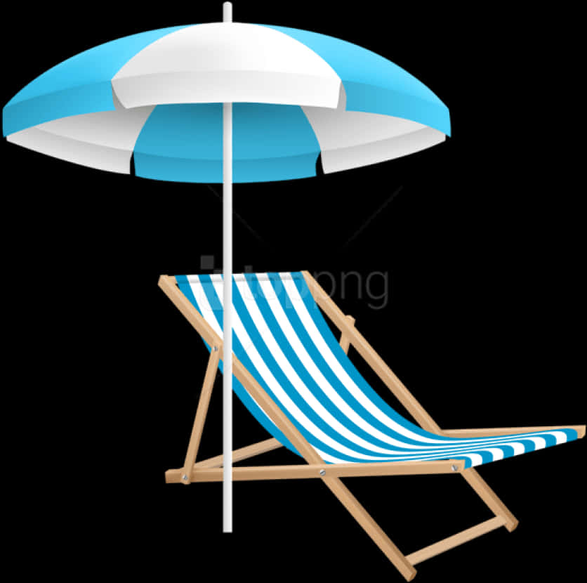 Light Blue Beach Chair And Umbrella Clipart