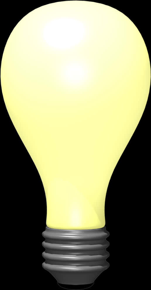 A Yellow Light Bulb On A Black Background