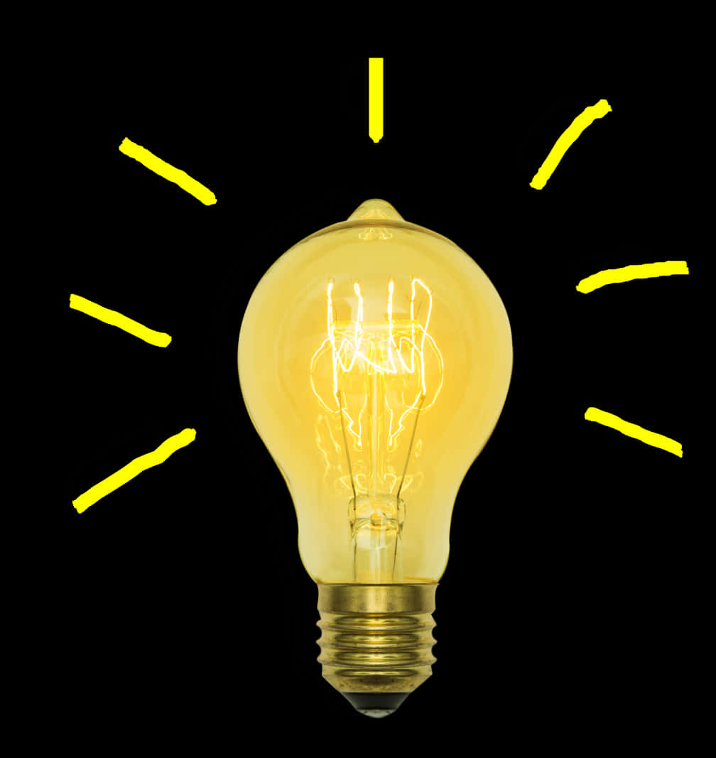 A Light Bulb With Yellow Lines