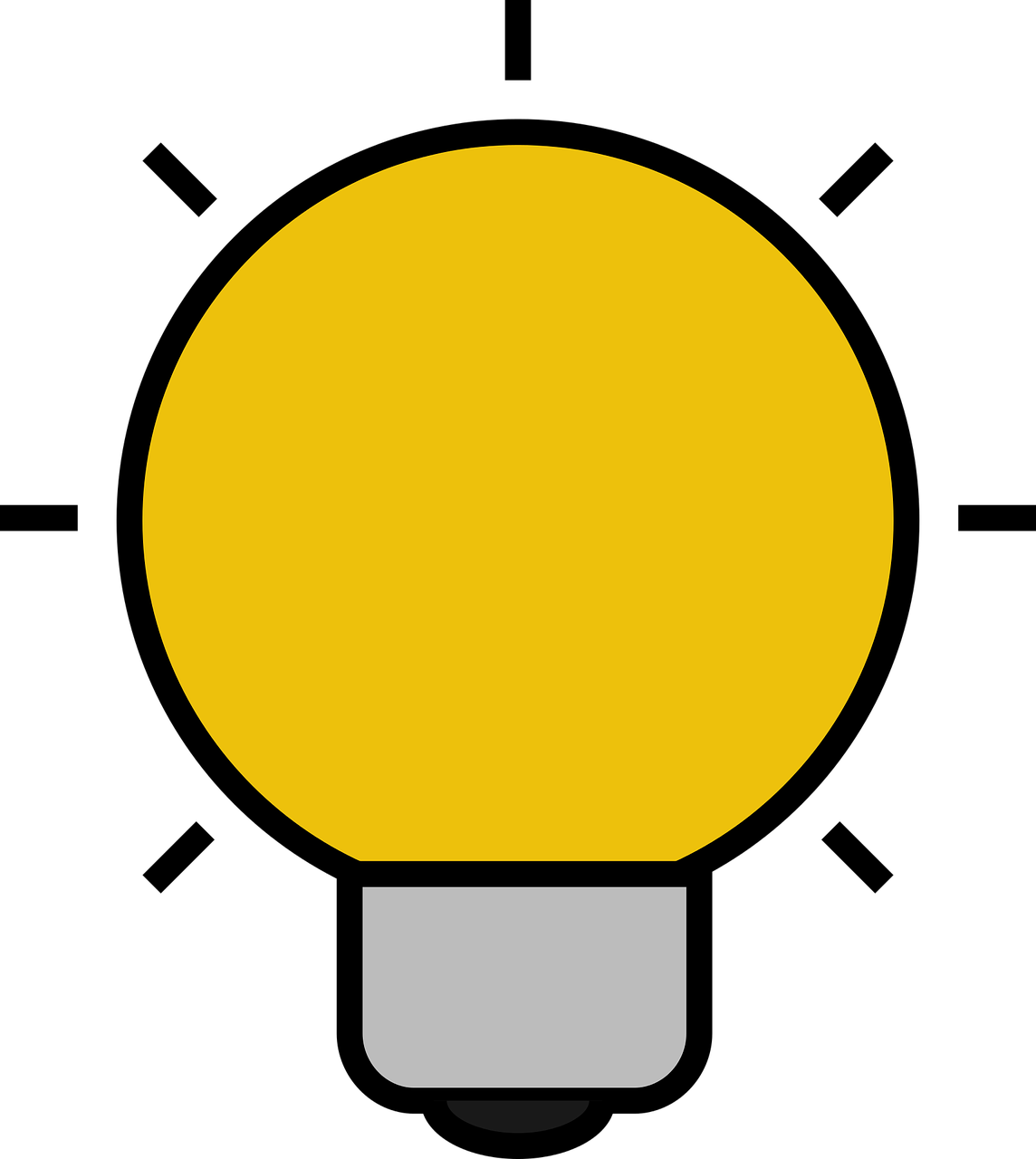 A Yellow Light Bulb With Grey Base