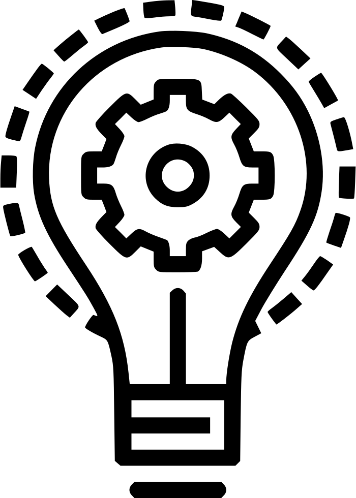 A Black And White Light Bulb With A Gear Inside