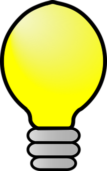 A Yellow Light Bulb With Grey Base
