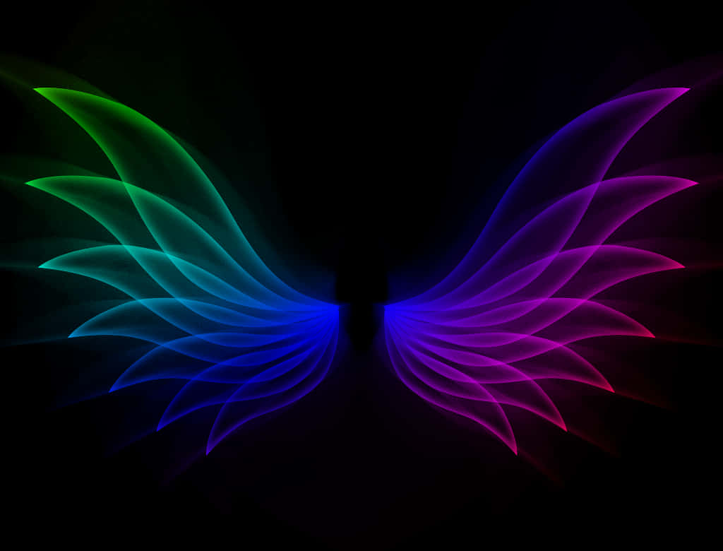 A Colorful Wings On A Black Background