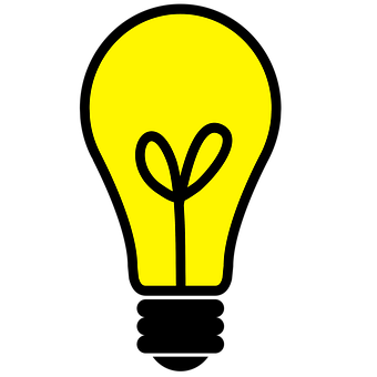 A Yellow Light Bulb With A Black Outline