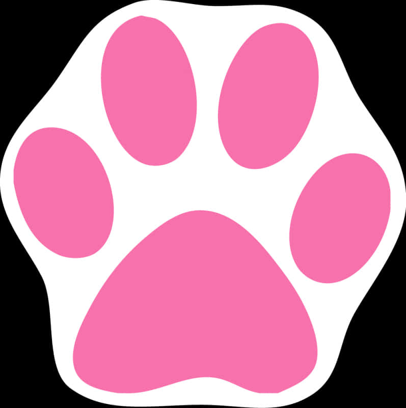 A Pink Paw Print On A Black Background