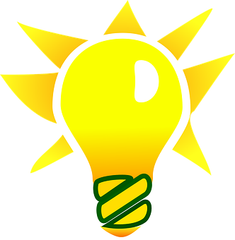 A Light Bulb With Yellow Rays