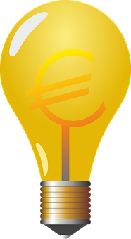 A Yellow Light Bulb With A Sign On It