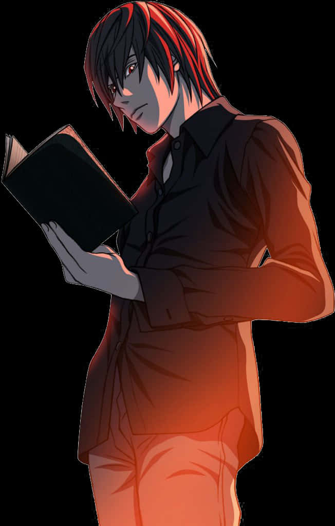 Light Yagami Holding A Black Notebook