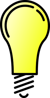 A Yellow Light Bulb With Black Background
