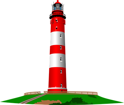 A Red And White Striped Lighthouse