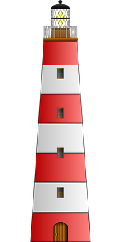 A Red And White Striped Lighthouse