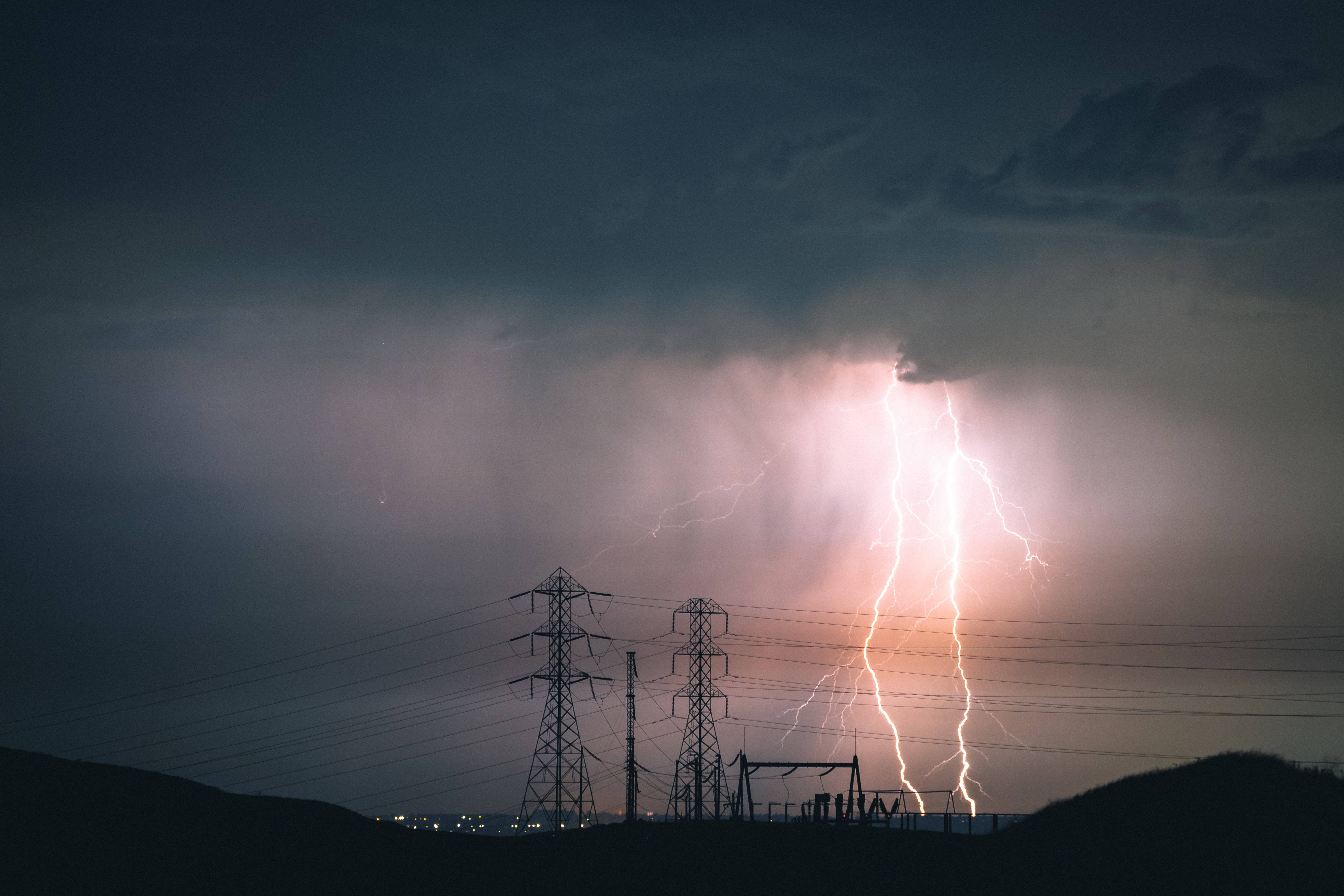 Lightning Strike Near Power Station