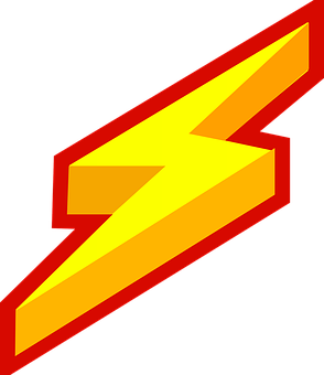 A Yellow Lightning Bolt With Red Border