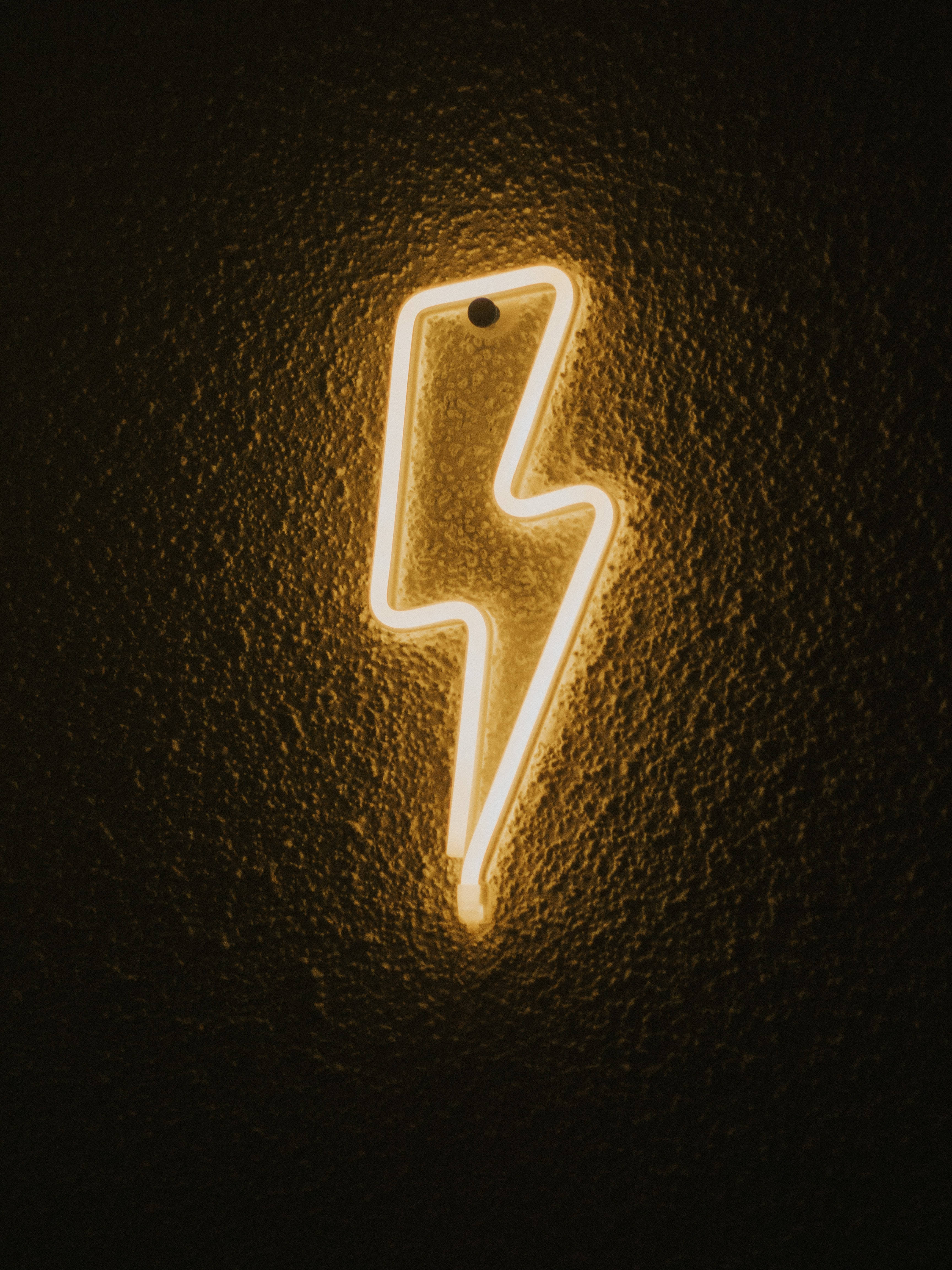 Yellow Neon Lightning Bolt