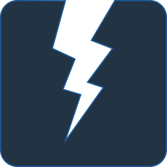 A Blue Square With A Black Lightning Bolt In The Middle