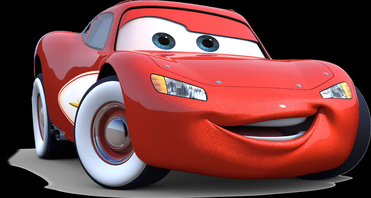 A Cartoon Car With A Smiling Face