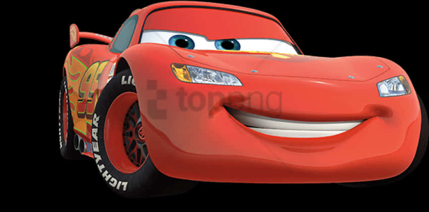 A Red Car With A Smiling Face