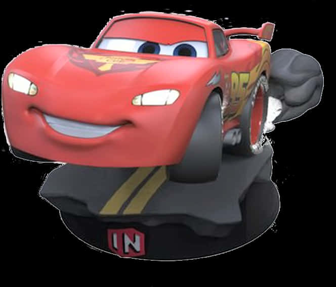 A Red Cartoon Car With A Black Background