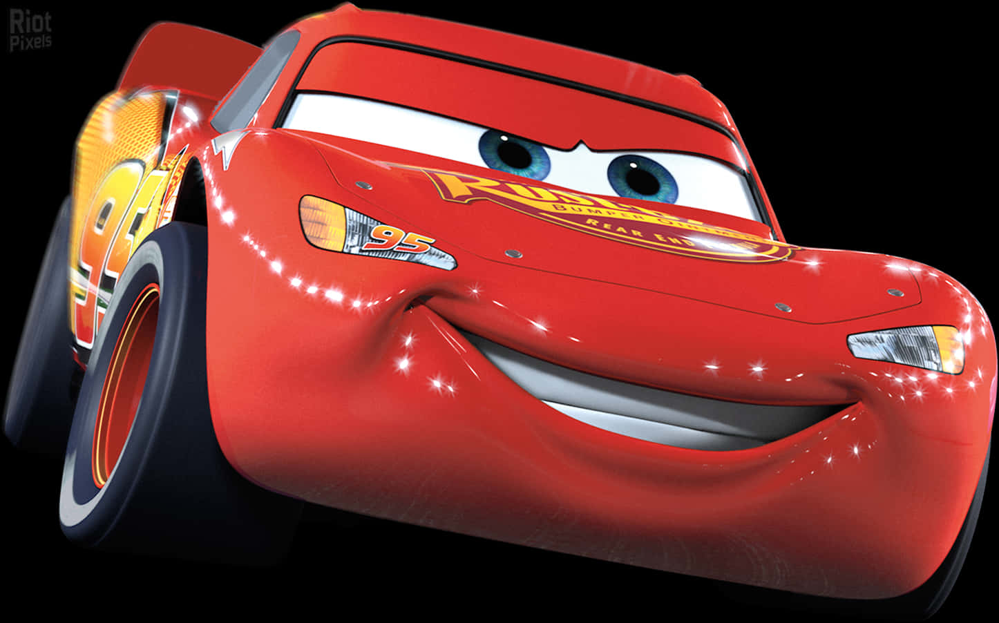 A Red Cartoon Car With A Smiling Face