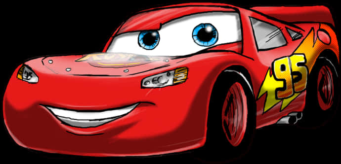 A Cartoon Red Car With Blue Eyes