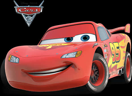 A Red Cartoon Car With A Smiling Face