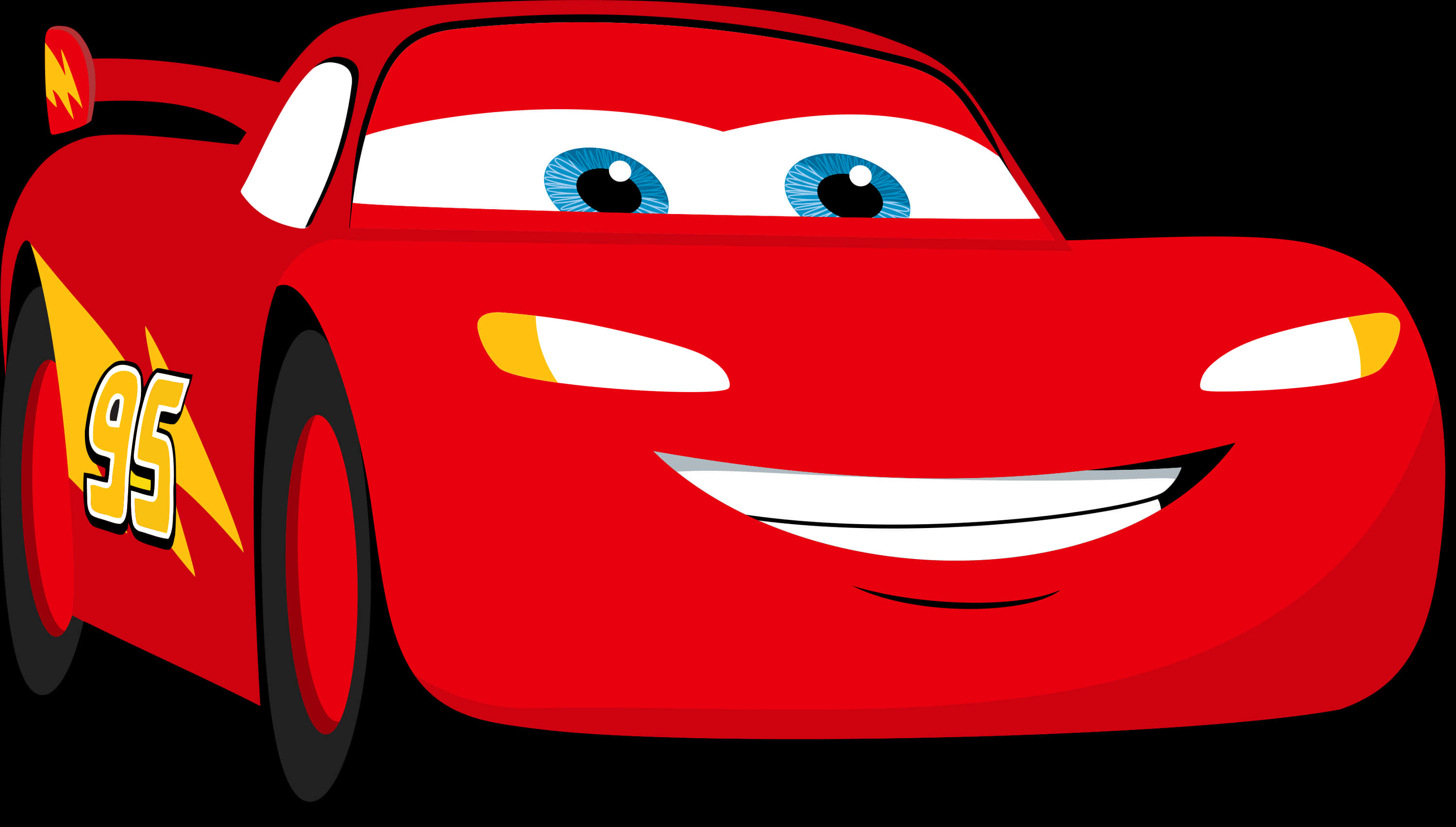 A Cartoon Red Car With Blue Eyes