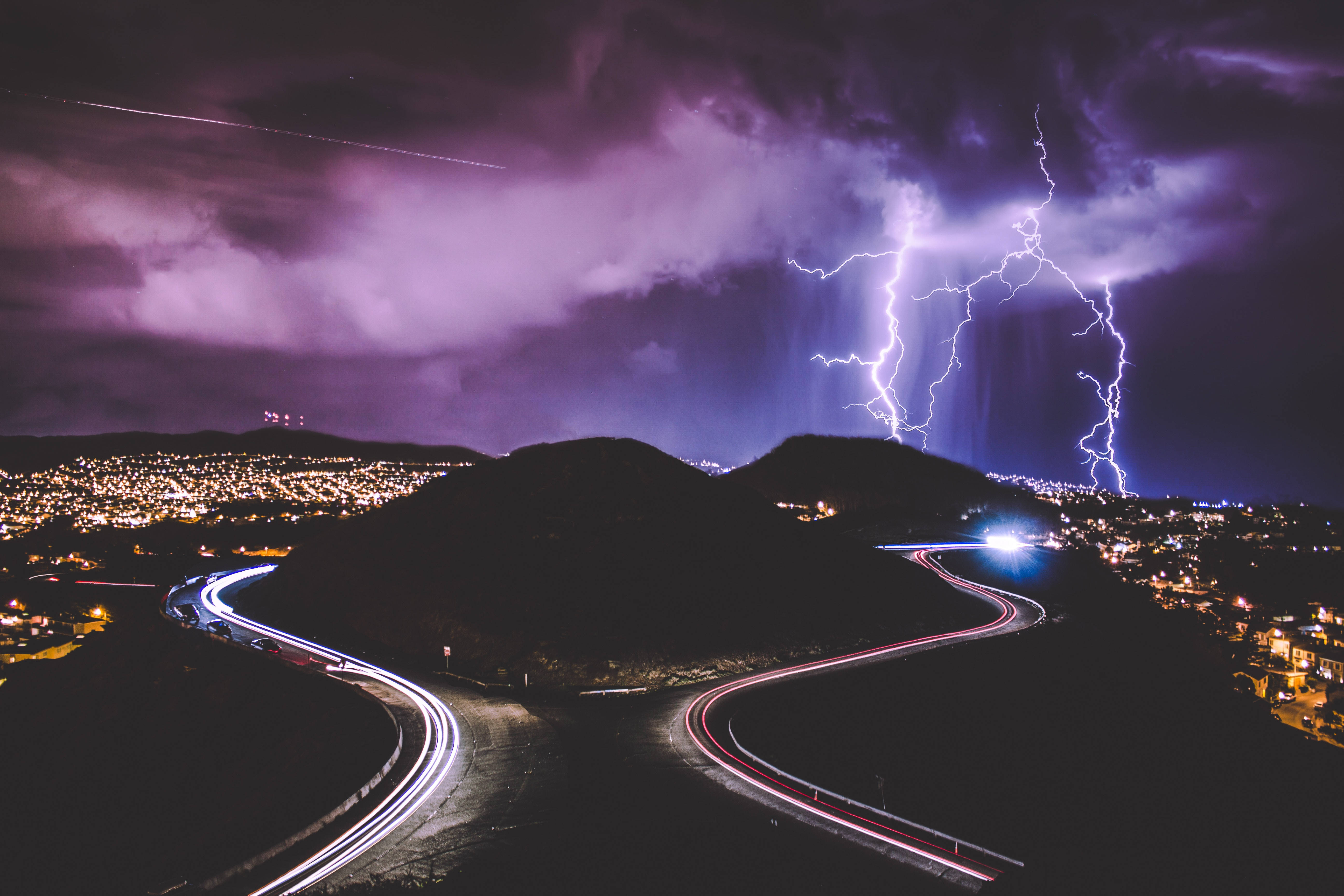 Lightning On Mountain Road