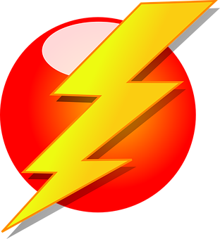 A Yellow Lightning Bolt On A Red Circle