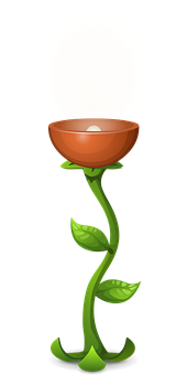 A Cartoon Of A Plant With A Candle