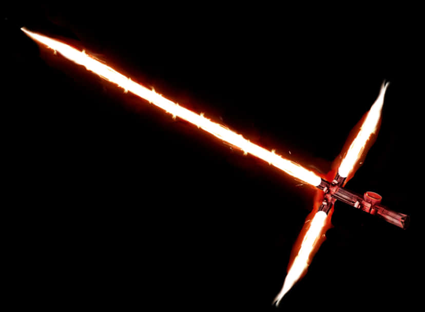 A Red And Orange Sword With Flames