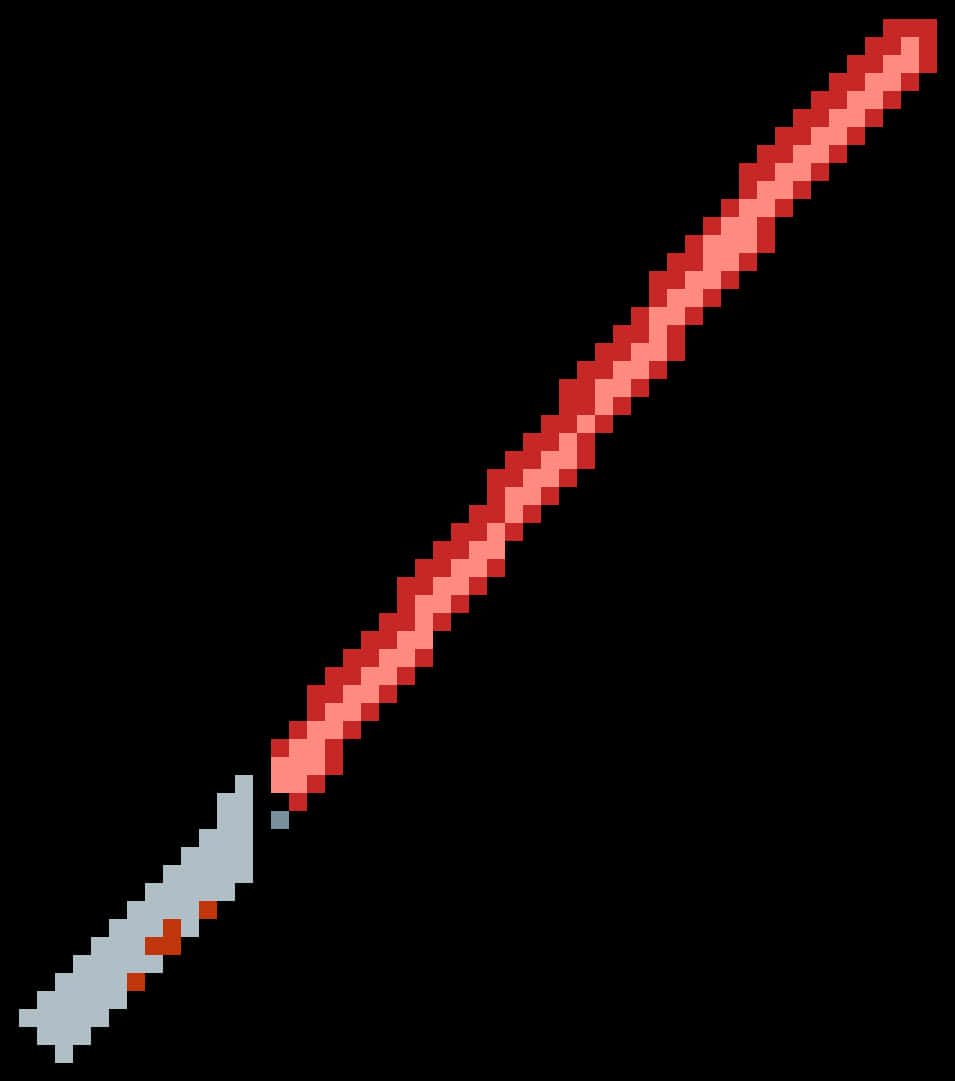 A Pixelated Sword With Red Light