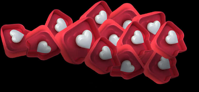 A Group Of Red Square Shaped Objects With White Hearts